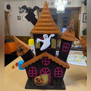 Halloween Glitter House Decoration-lighted.  Set of 2.